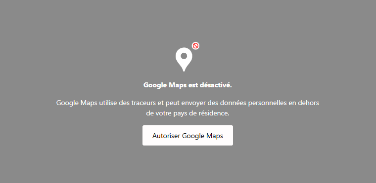 Google Maps map blocked by biskoui awaiting user consent