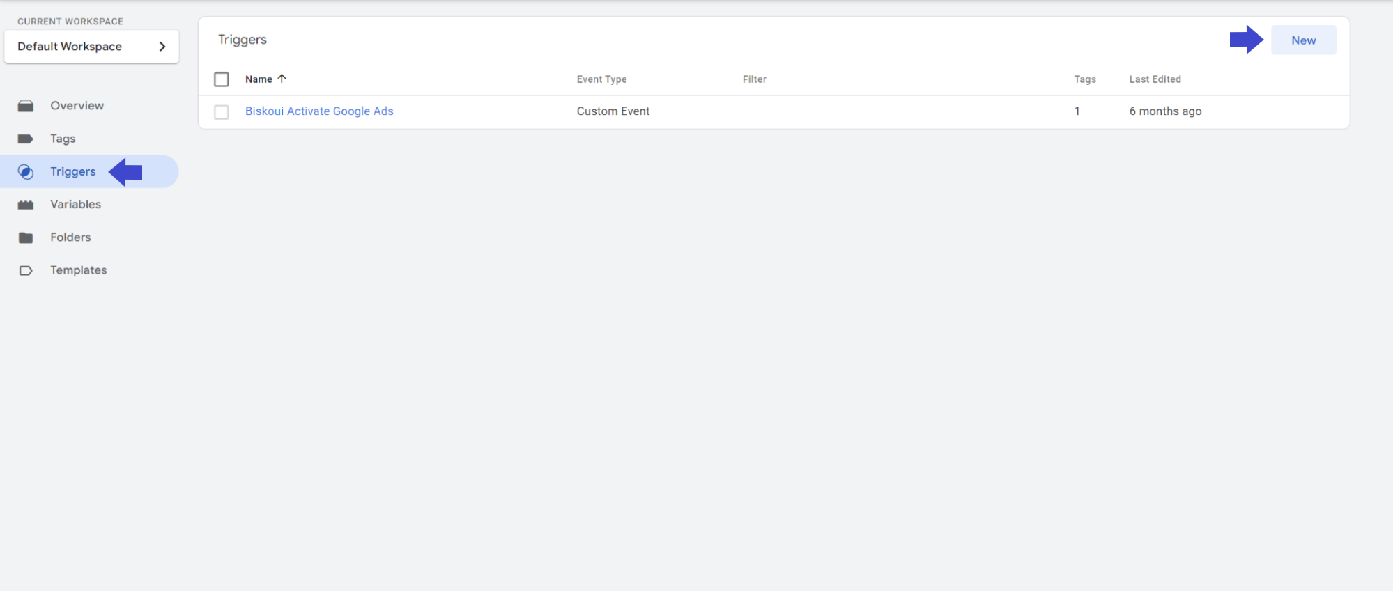 Creating a new trigger in Google Tag Manager